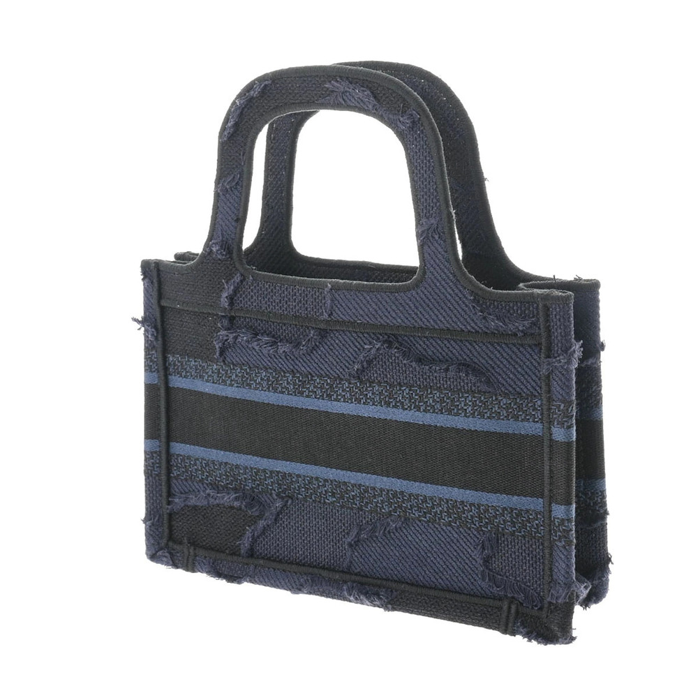 Dior Canvas Book  Navy Tote Handbag CHRISTIAN Blue